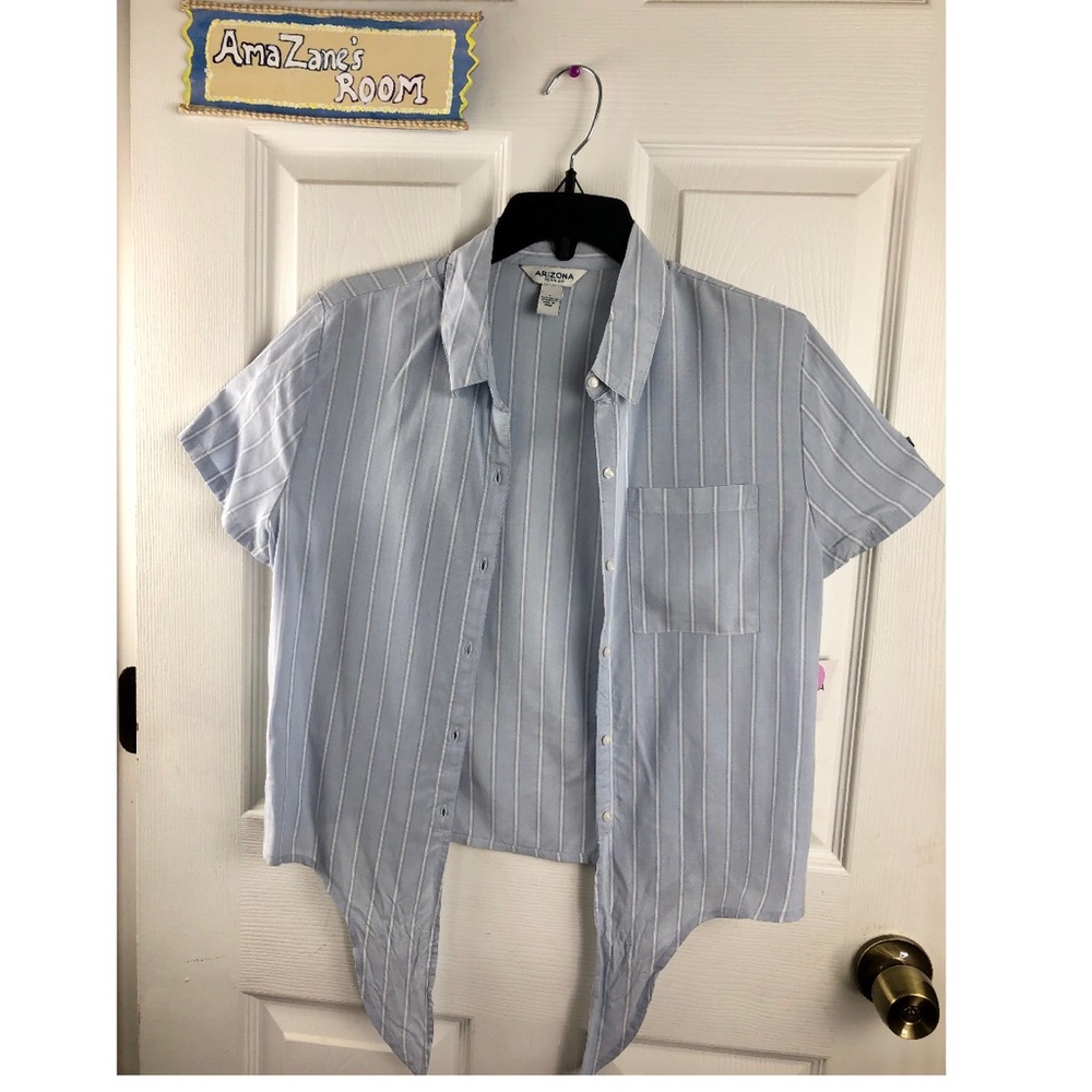 Button Up Striped Blue Top!
